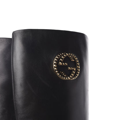 Gucci Calfskin Interlocking G Knee High Boots 38 Black 8 of 10