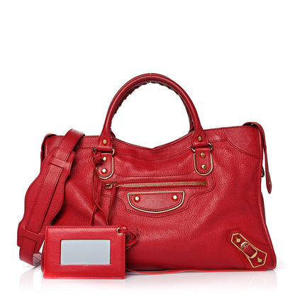 Balenciaga Chevre Gold Metallic Edge Hardware City Rouge Grenade 1 of 14