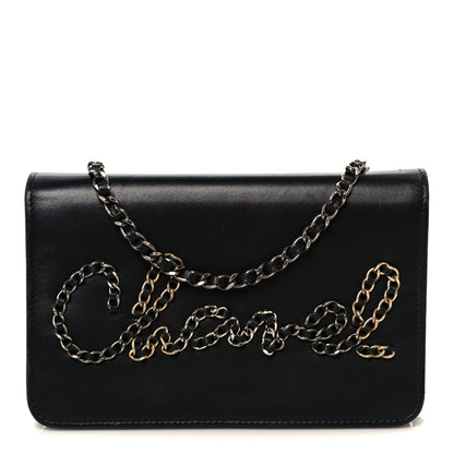 Chanel Calfskin Chain 20s Signe Wallet on Chain WOC Black 1 of 11