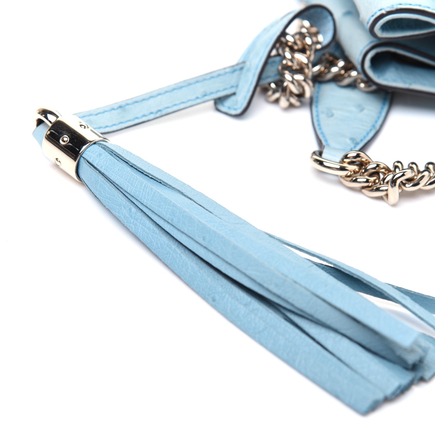 Gucci Ostrich Medium Soho Chain Shoulder Bag Light Blue 15 of 17