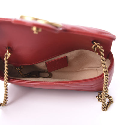 Gucci Calfskin Matelasse Super Mini GG Marmont Shoulder Bag Hibiscus Red 5 of 10