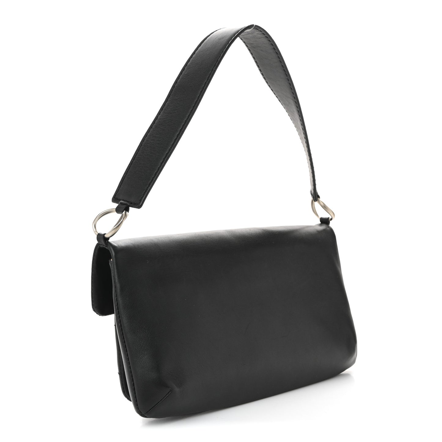 Calfskin Square Stitched Mademoiselle Shoulder Bag Black