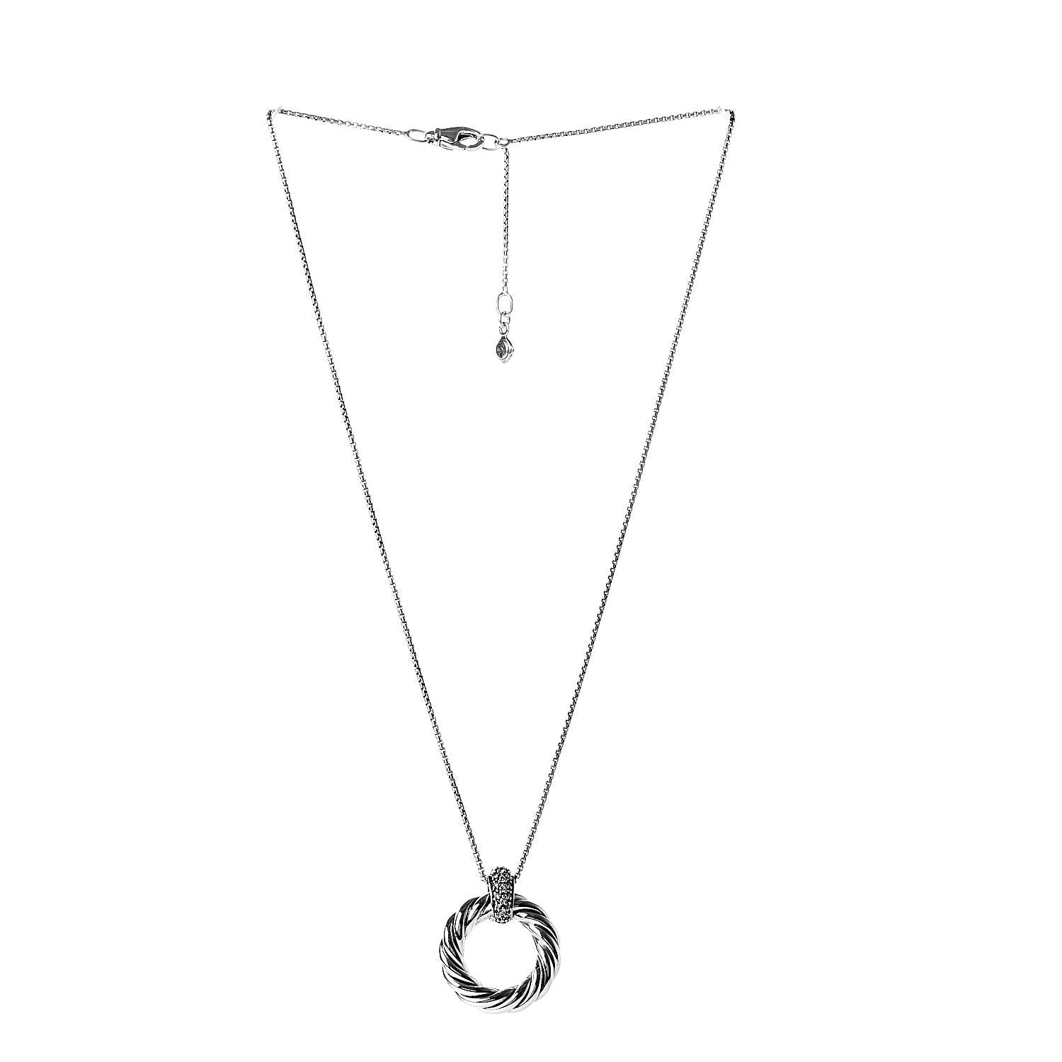 David Yurman Sterling Silver Diamond Small Cable Classics Pendant Necklace 3 of 5