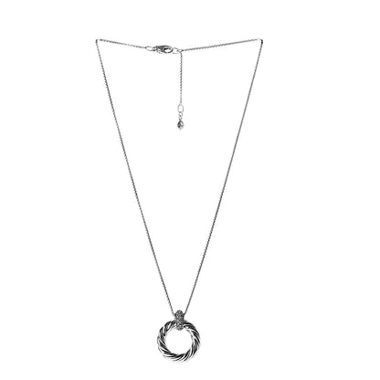 David Yurman Sterling Silver Diamond Small Cable Classics Pendant Necklace 3 of 5