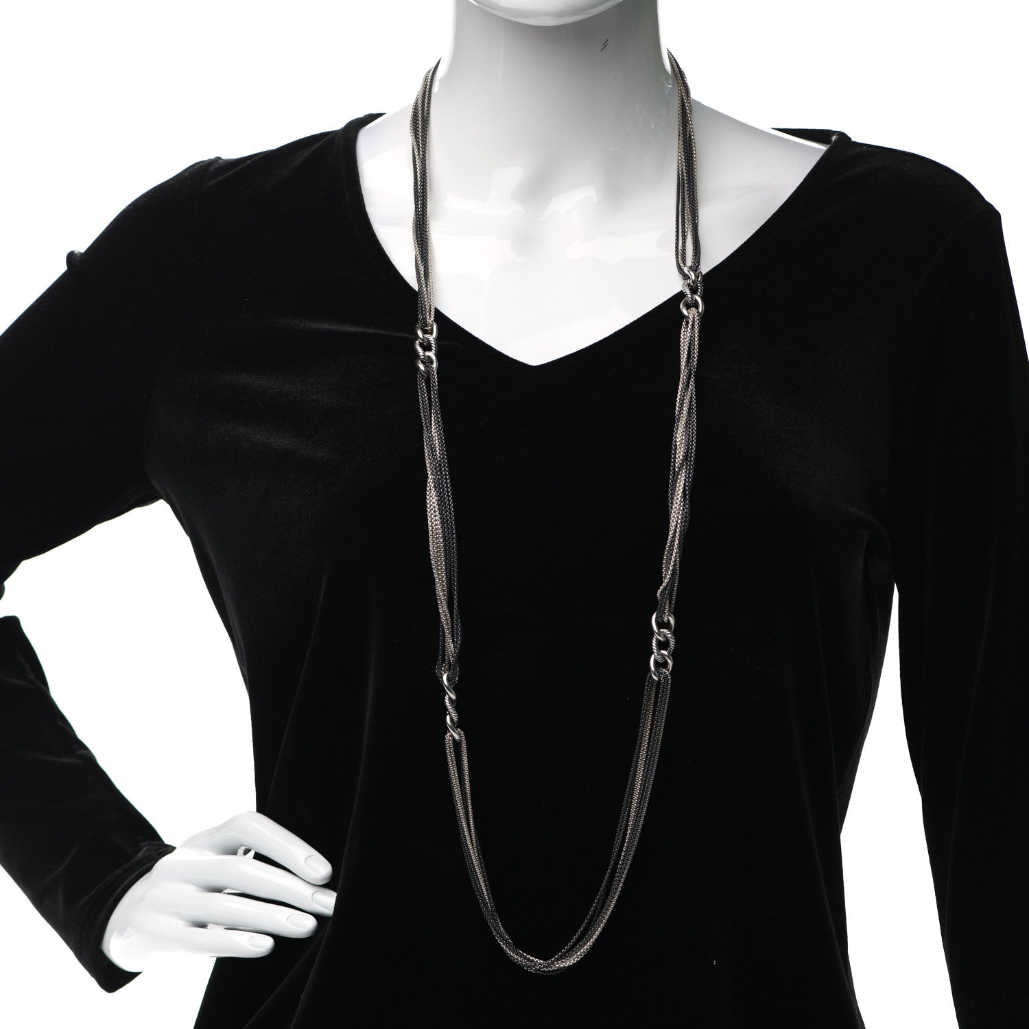 David Yurman Darkened Sterling Silver Multi-Strand Cable Curb Link Necklace 2 of 5