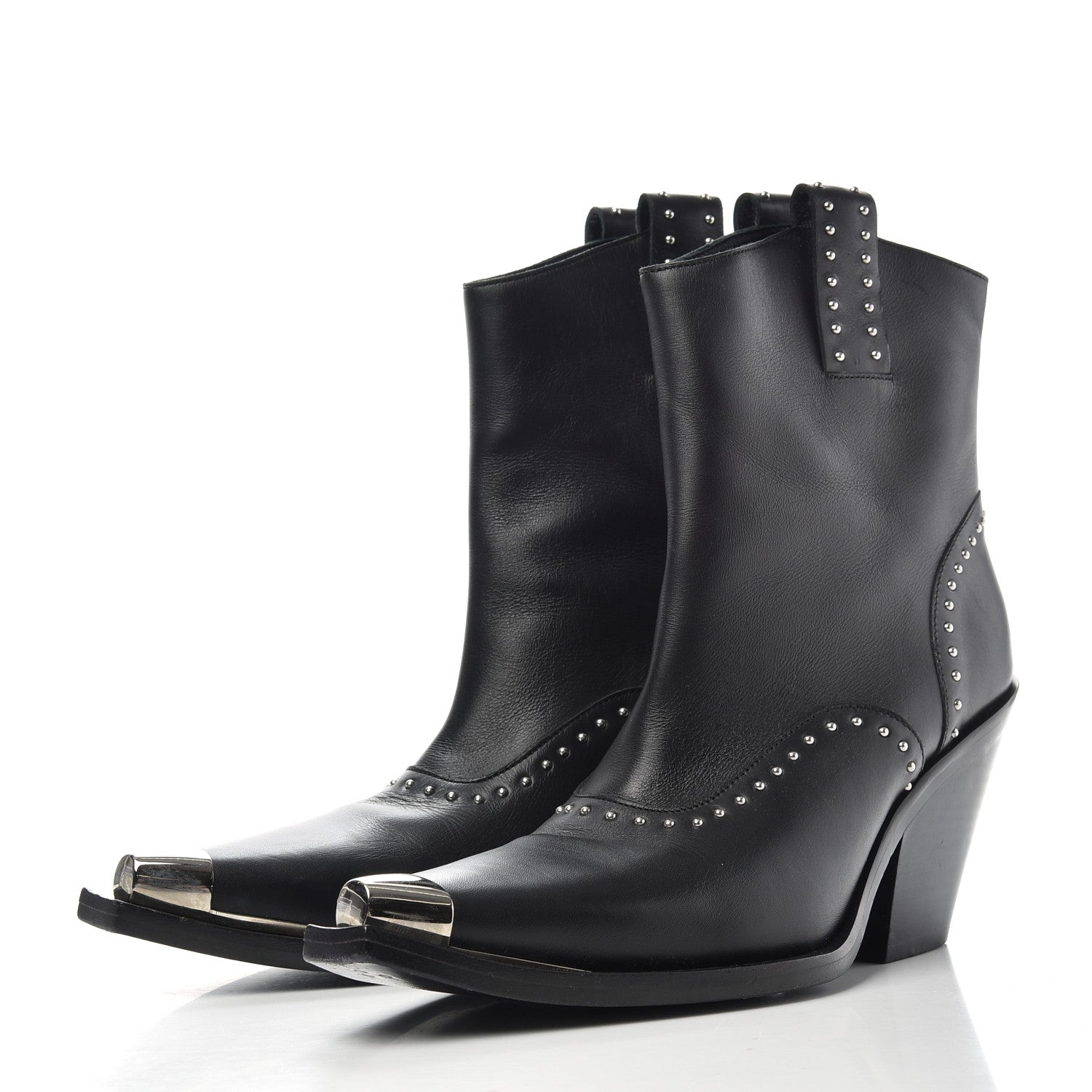 Givenchy Smooth Calfskin Studded Western Cap Toe Ankle Boots 38.5 Black 3 of 9