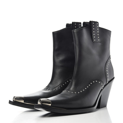 Givenchy Smooth Calfskin Studded Western Cap Toe Ankle Boots 38.5 Black 3 of 9