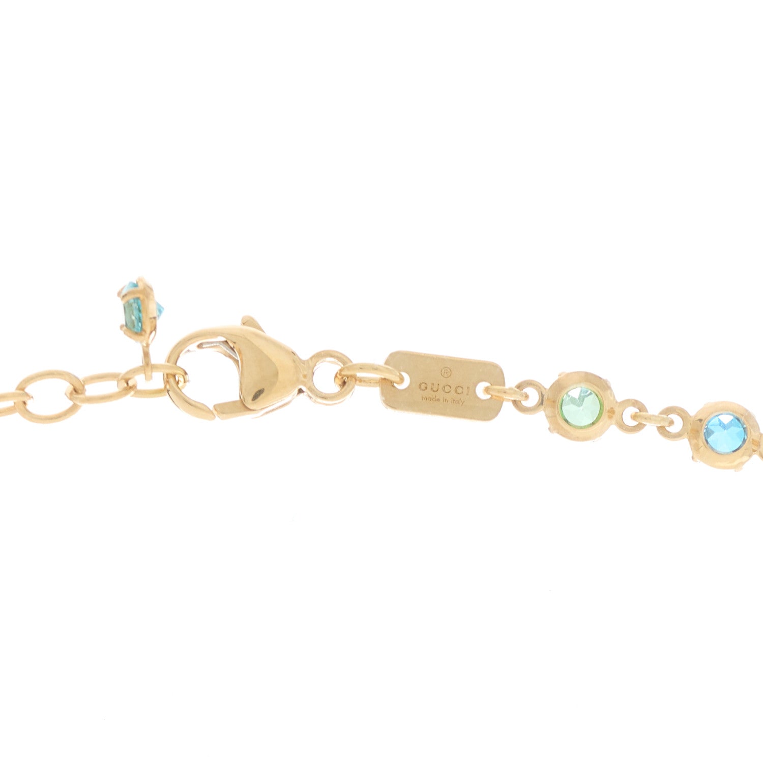 Gucci 18K Yellow Gold Multistone Running GG Pendant Necklace 3 of 4
