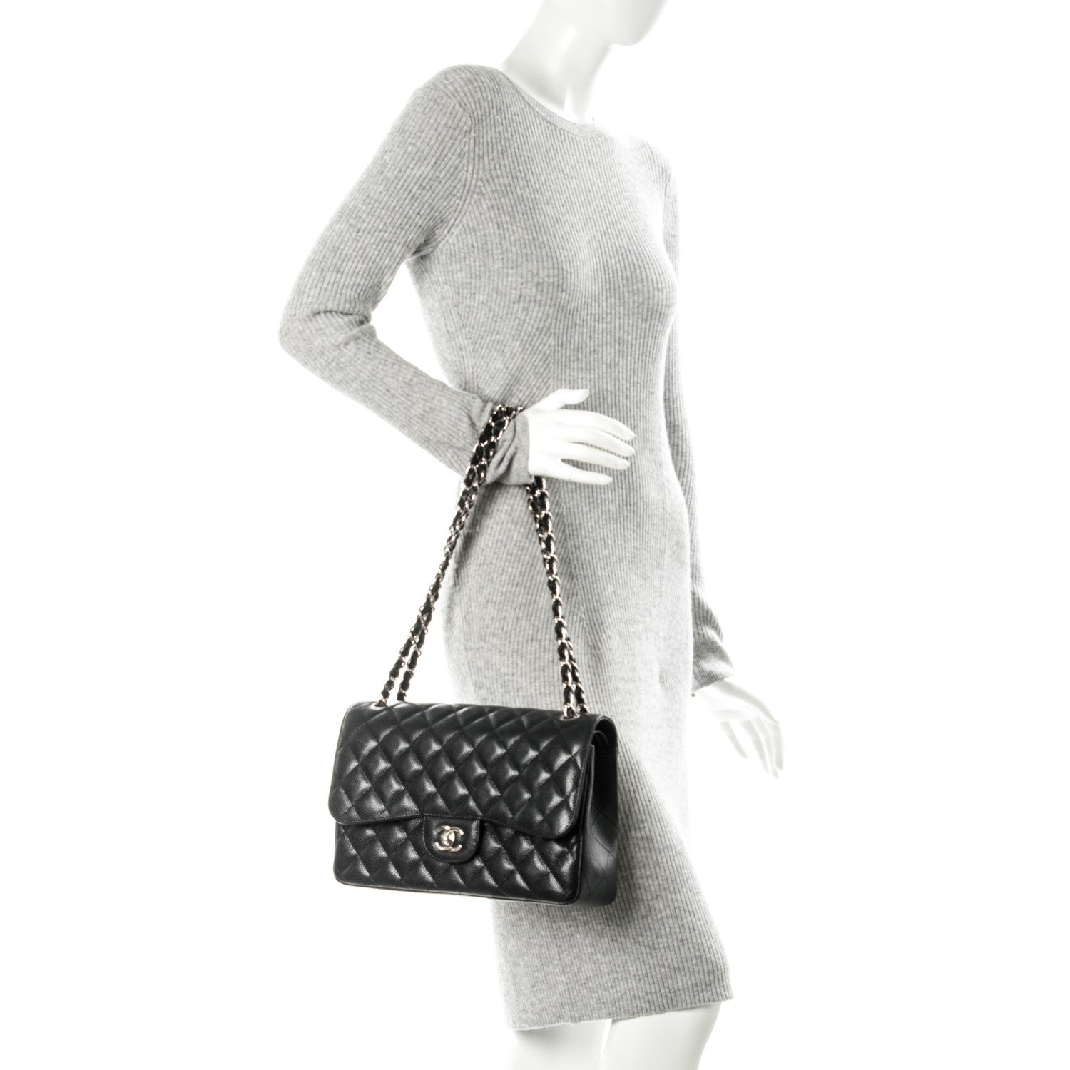Chanel Caviar Quilted Jumbo Double Flap Black 2 of 8