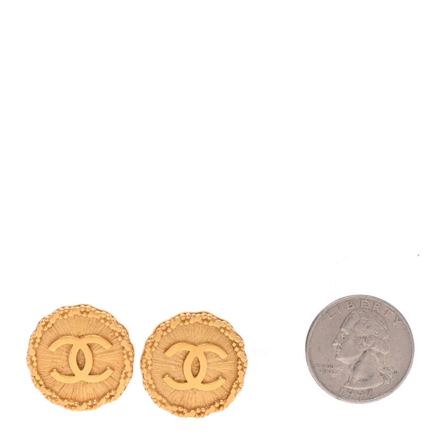 CC Clip On Button Earrings Gold
