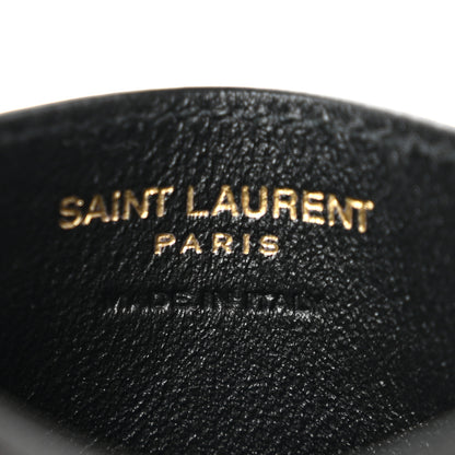 Saint Laurent Grain De Poudre Matelasse Chevron Monogram Credit Card Case Black 6 of 9
