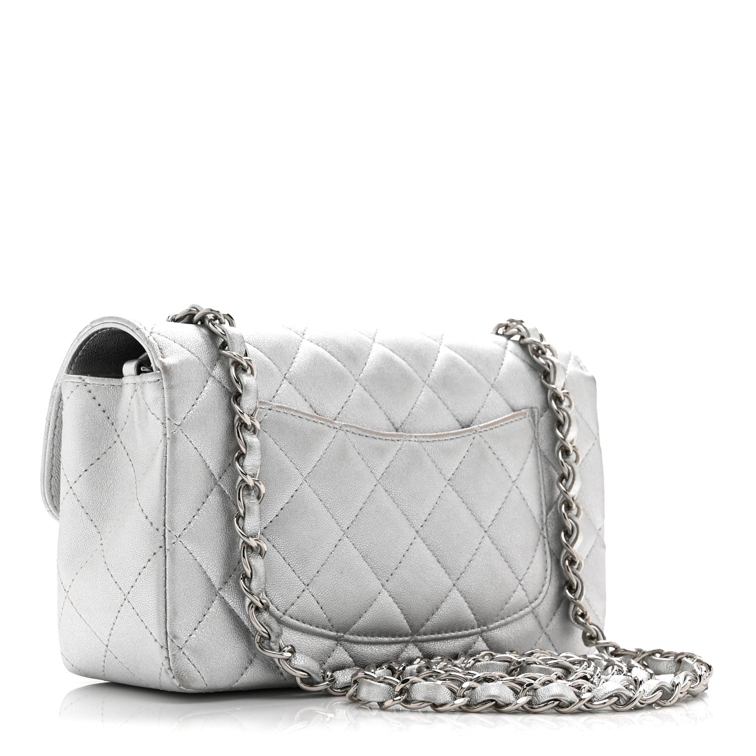 Chanel Metallic Lambskin Quilted Mini Rectangular Flap Silver 3 of 11