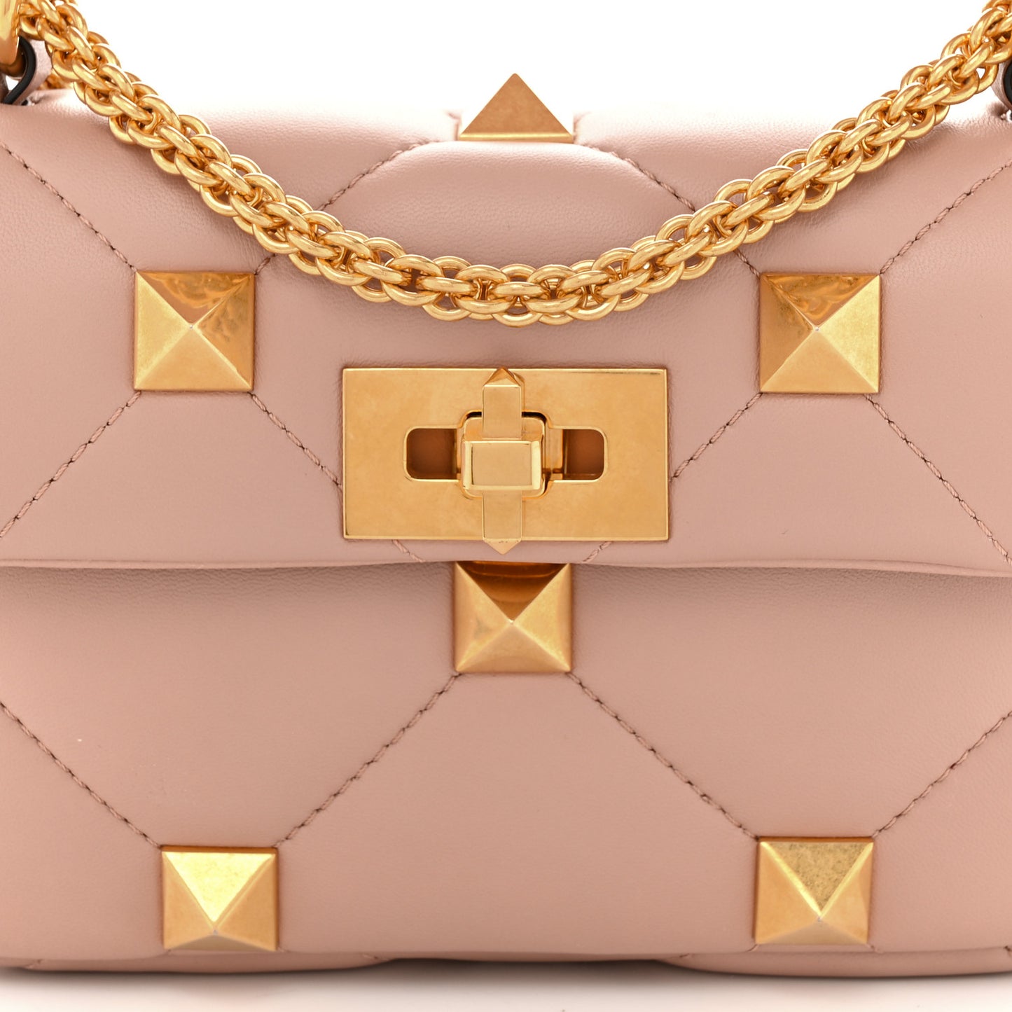 Nappa Small Roman Stud Shoulder Bag Rose Cannelle