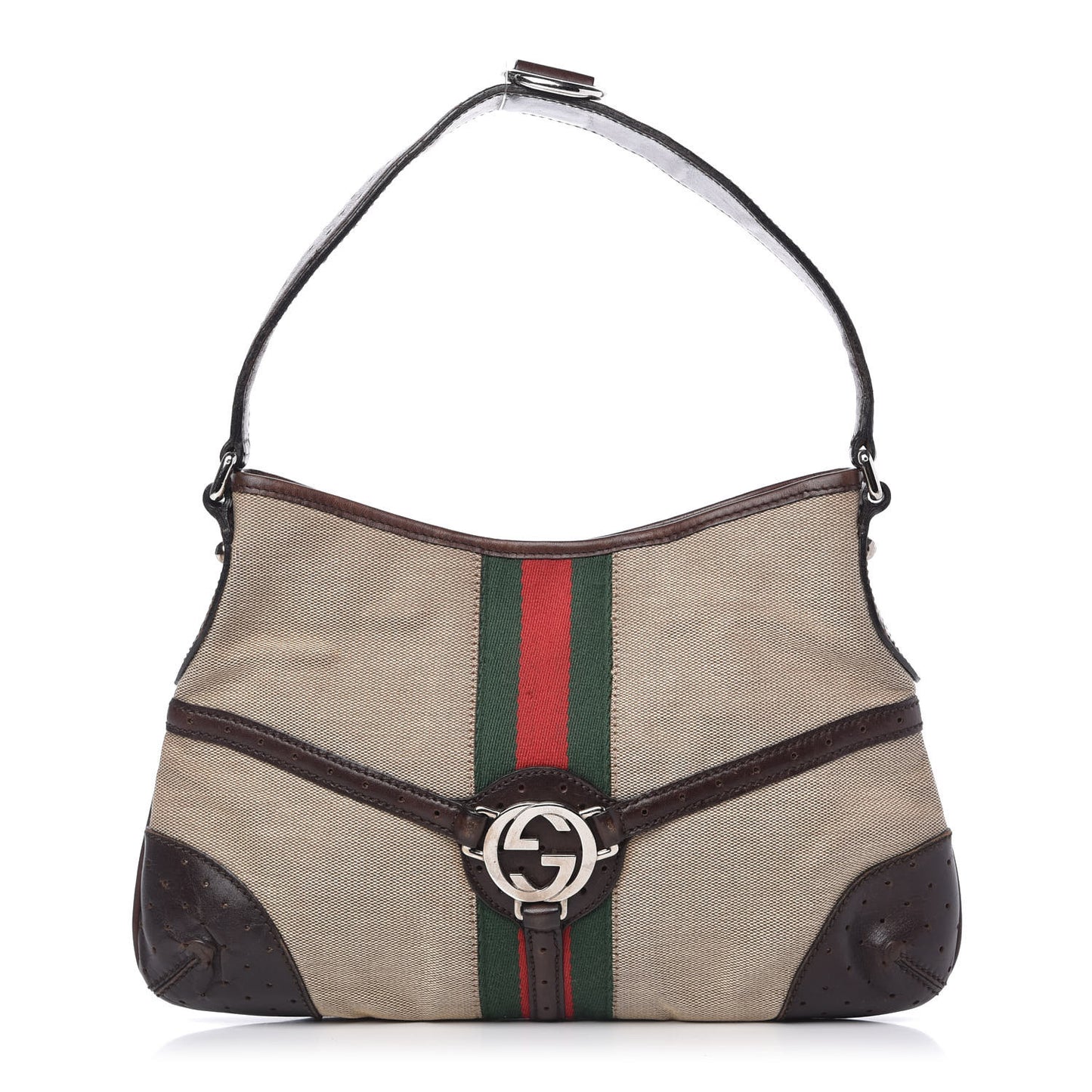 Canvas Web GG Reins Shoulder Bag Brown