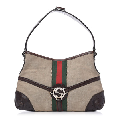 Gucci Canvas Web GG Reins Shoulder Bag Brown 1 of 10