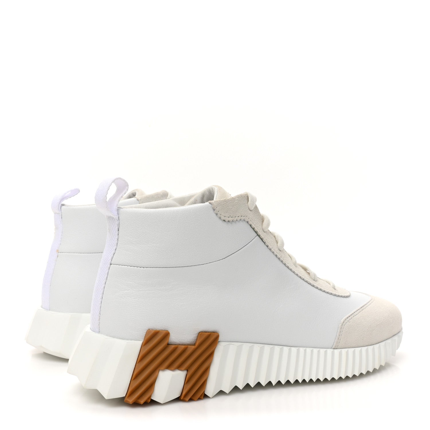 Hermes Goatskin Suede Hip-Hop High Top Sneakers 38 White 5 of 11