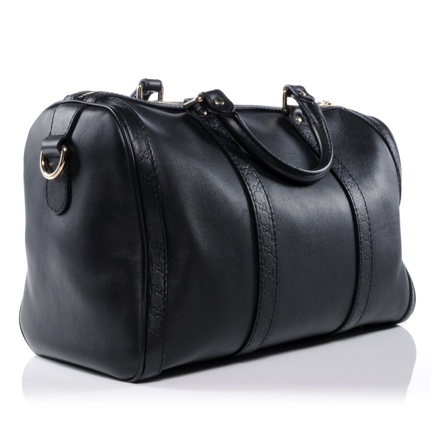 Calfskin Microguccissima Trim Medium Boston Black