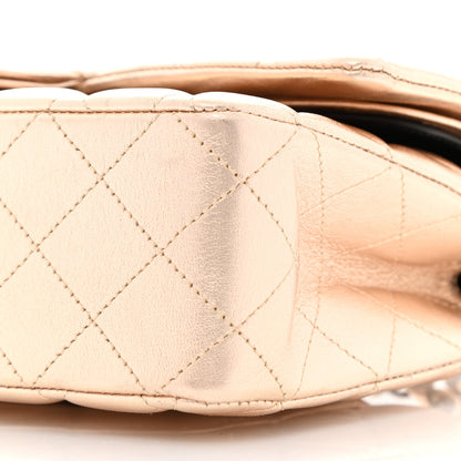 Chanel Metallic Lambskin Quilted Medium Double Flap Gold Black 9 of 11