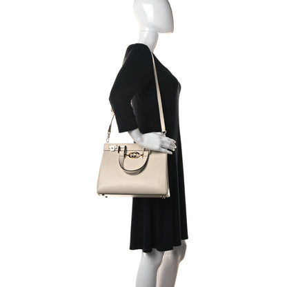 Gucci Grainy Calfskin Small Zumi Top Handle Bag Mystic White 3 of 16