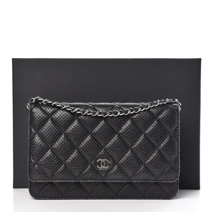 Chanel Perforated Lambskin Quilted Wallet On Chain WOC Black 11 of 11