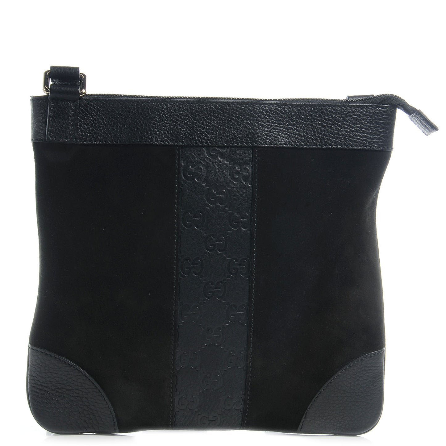 Guccissima Leather and Suede Crossbody Bag Black