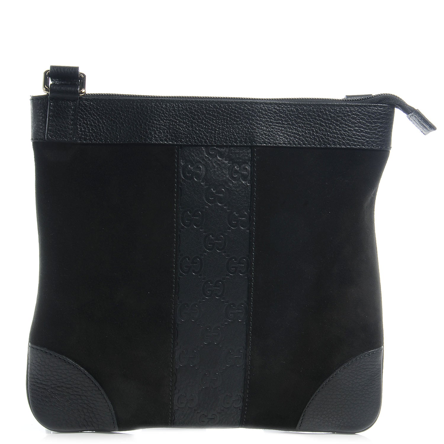 Gucci Guccissima Leather and Suede Crossbody Bag Black 1 of 7