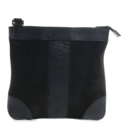 Gucci Guccissima Leather and Suede Crossbody Bag Black 1 of 7