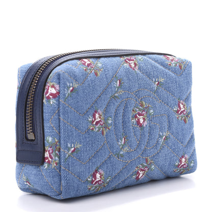 Gucci Denim Matelasse Flora GG Marmont Cosmetic Case Blue 3 of 7