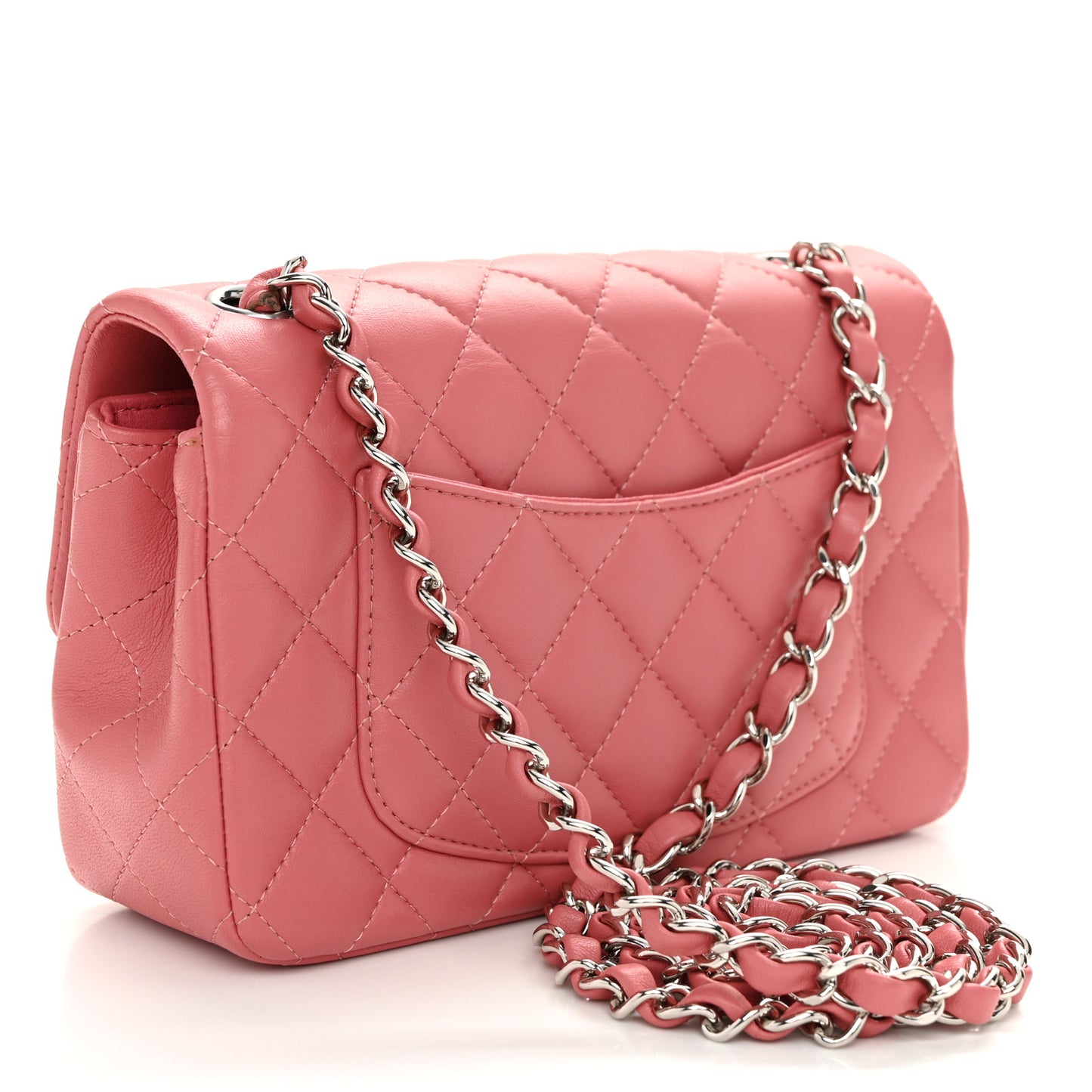 Lambskin Quilted Mini Rectangular Flap Pink