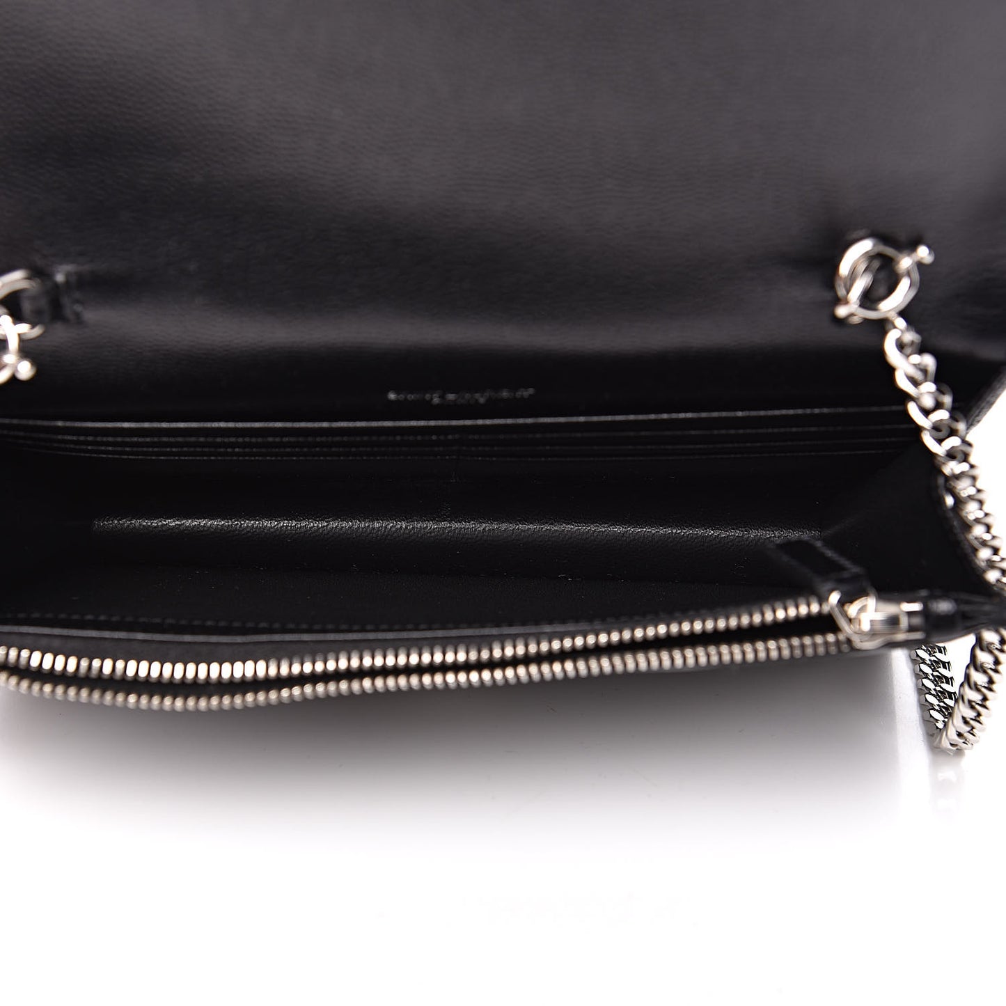 Grain De Poudre Matelasse Chevron Monogram Envelope Chain Wallet Black