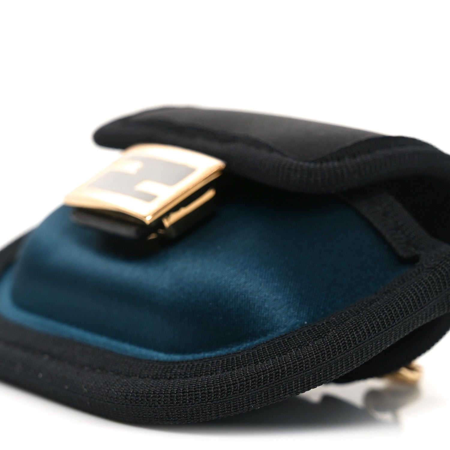 Fendi Silk Satin Pico Baguette Charm Blue Velvet Black 1804547