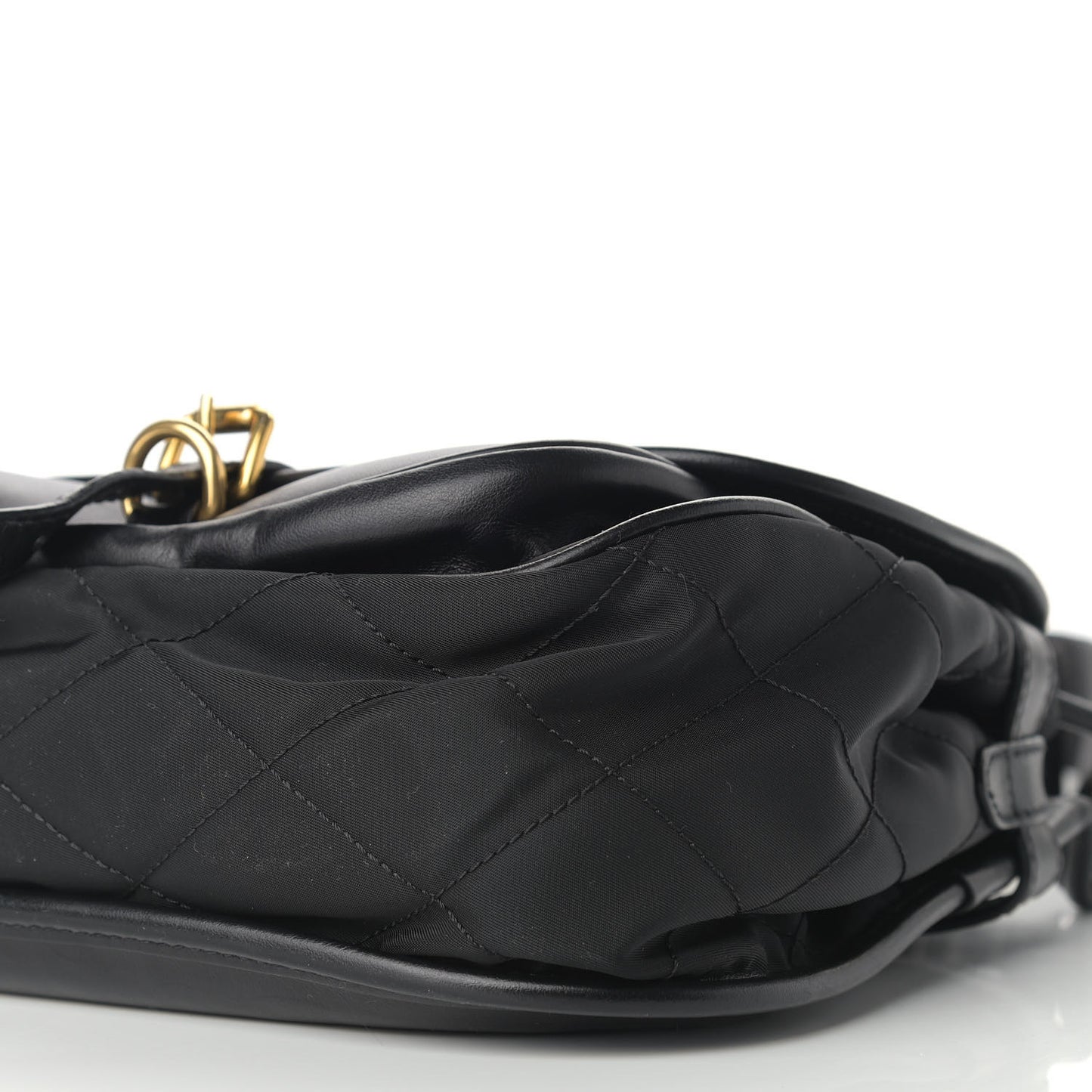 Tessuto Nylon City Calfskin Quilted Crossbody Black