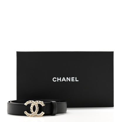 Chanel Calfskin Crystal Quilted CC Belt 80 32 Black 9 of 9