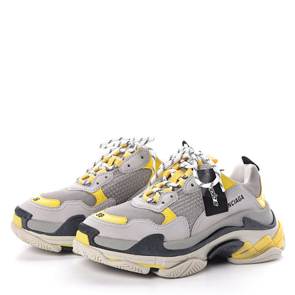 Balenciaga Fabric Mesh Womens Triple S Sneakers 39 Yellow Grey White 3 of 8