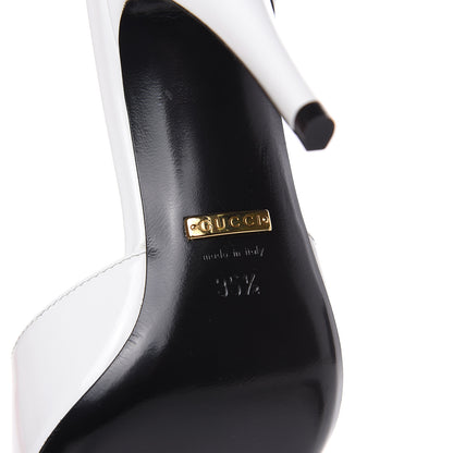 Gucci Polished Calfskin Scarlet Mid Heel Slide Sandals 35.5 Great White 8 of 9
