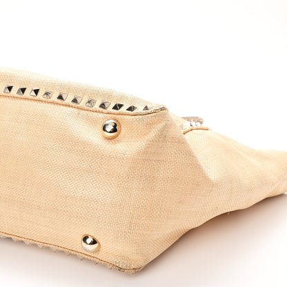Valentino Garavani Raffia Medium Rockstud Tote Natural 9 of 11