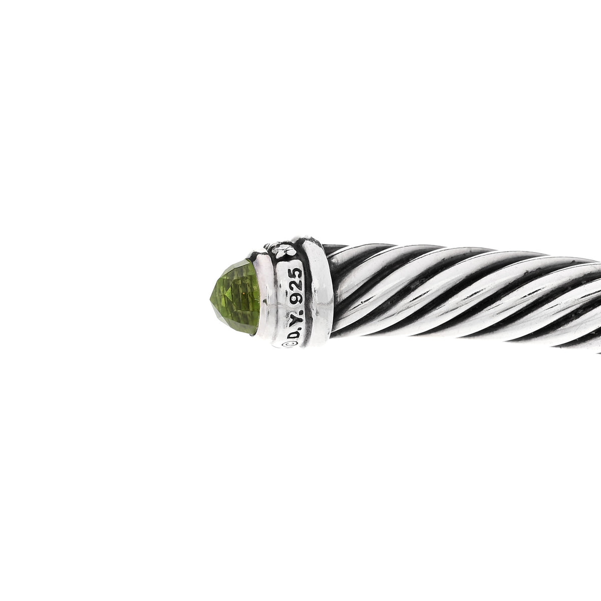 Sterling Silver Diamond Peridot 5mm Cable Classics Bracelet