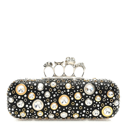 Alexander McQueen Nappa Crystal Skull Knuckle Box Clutch Black 1 of 9