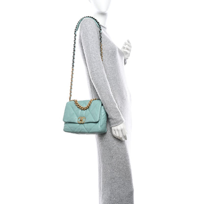 Chanel Lambskin Quilted Medium Chanel 19 Flap Light Blue 2 of 9