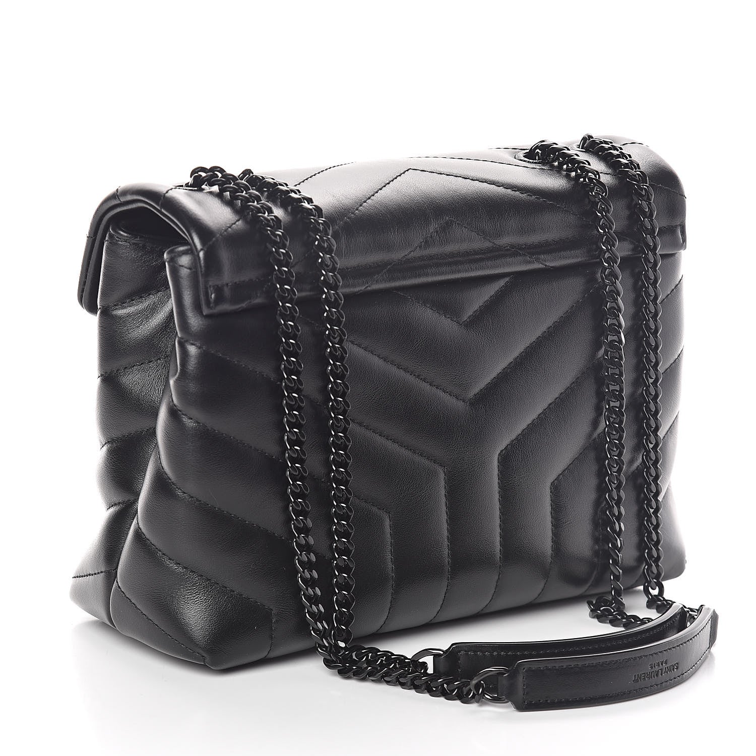 Saint Laurent Calfskin Y Quilted Monogram Small Loulou Chain Satchel Black 3 of 9