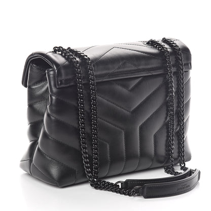 Saint Laurent Calfskin Y Quilted Monogram Small Loulou Chain Satchel Black 3 of 9
