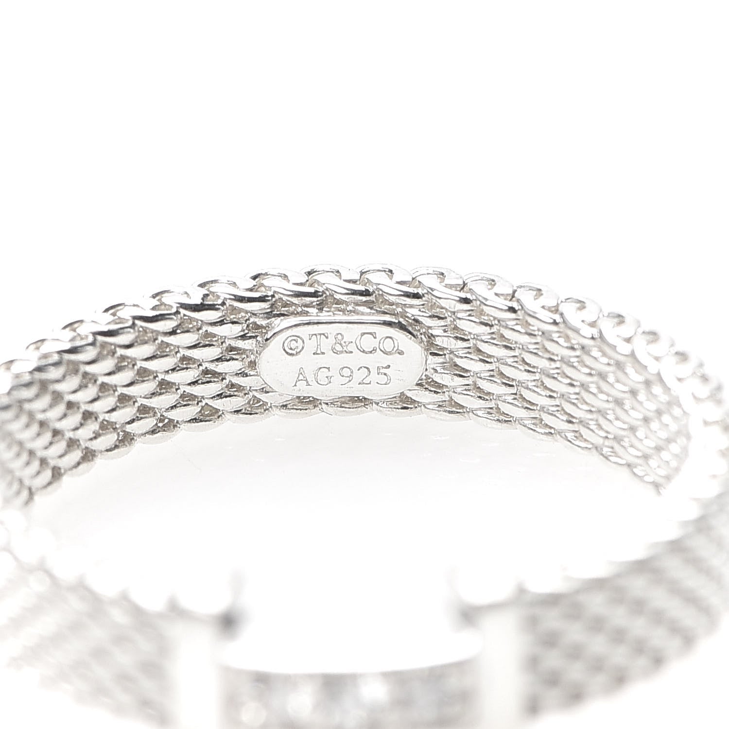 Tiffany Sterling Silver Diamond Narrow Somerset Ring 49 5 4 of 5