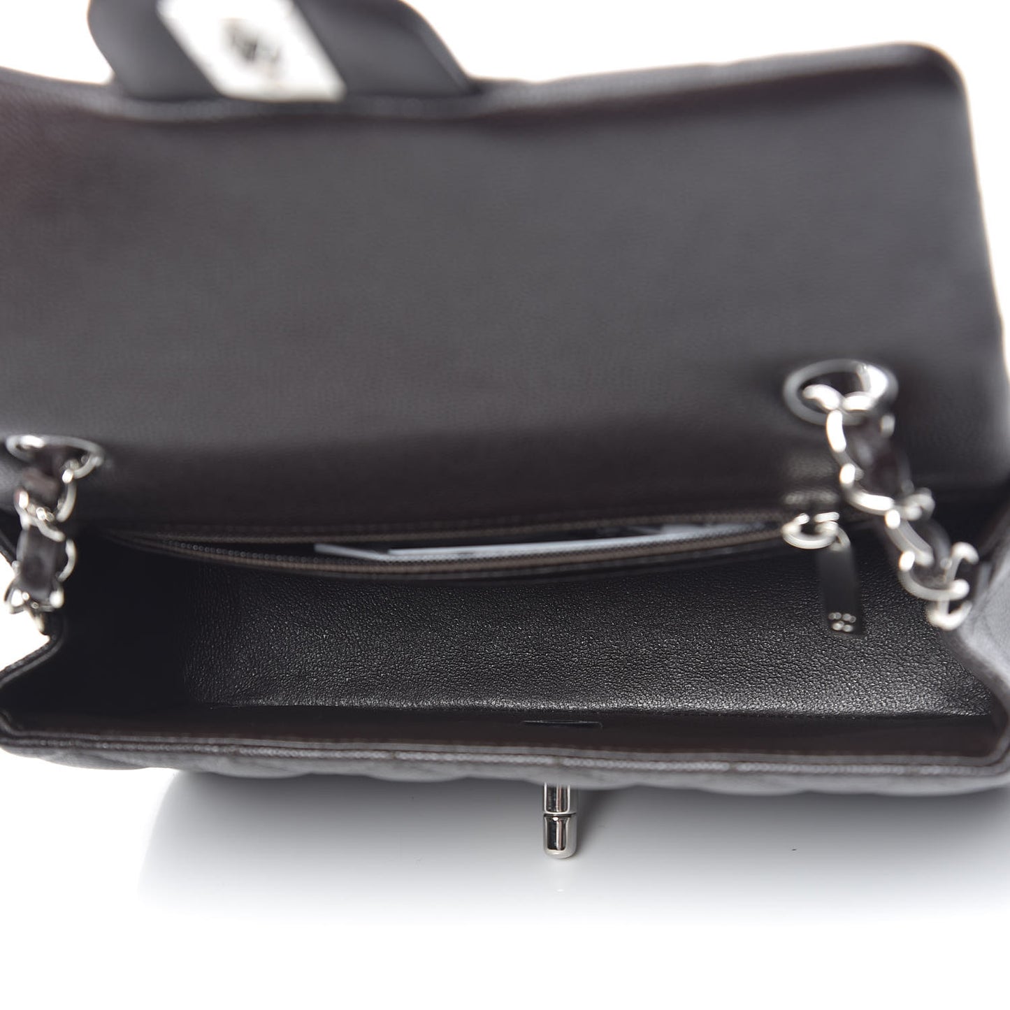 Caviar Quilted Mini Rectangular Flap Dark Brown