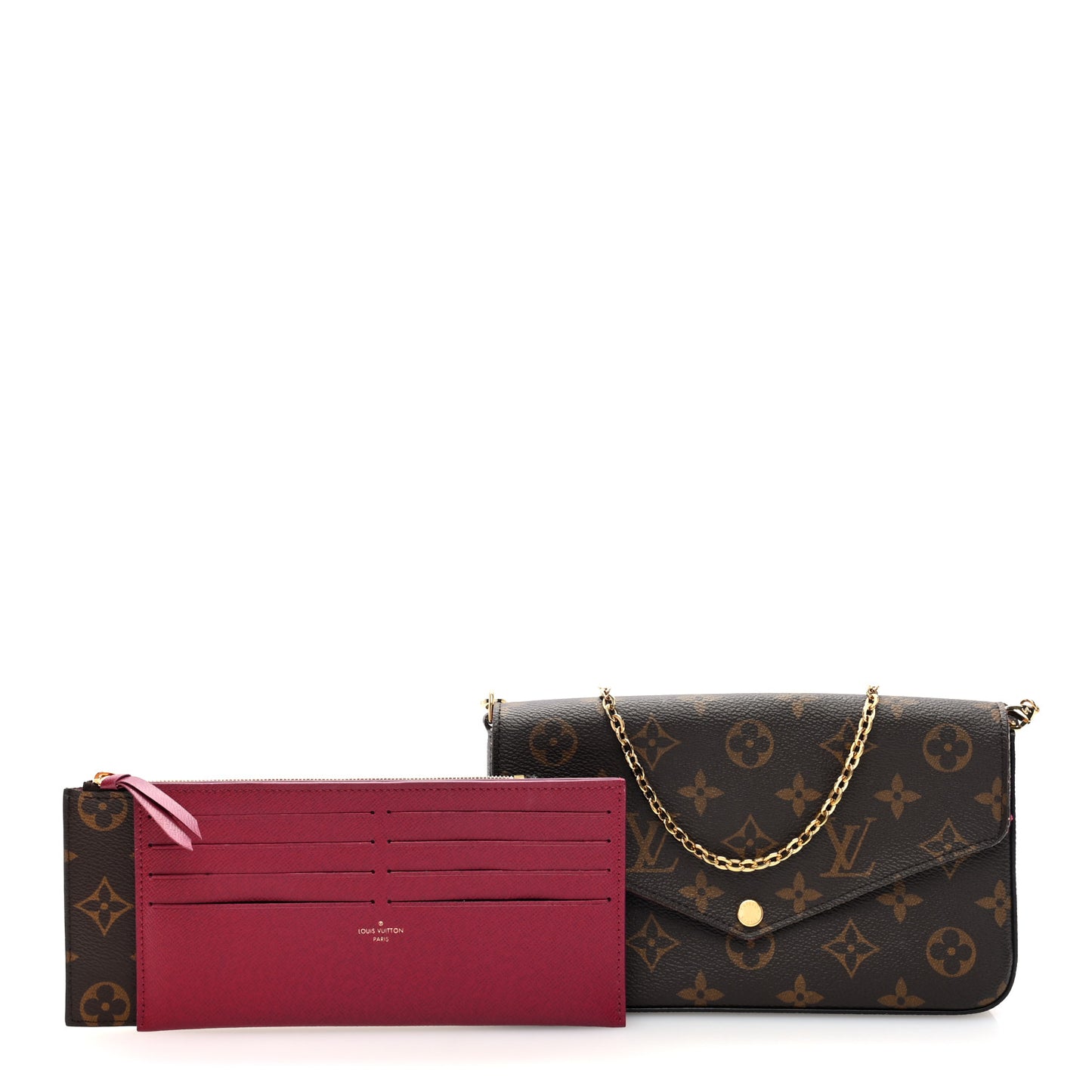 Monogram Pochette Felicie Chain Wallet Fuchsia