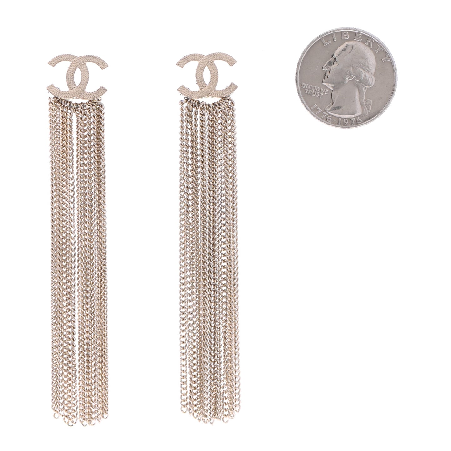 Metal CC Multi Strand Chain Drop Earrings Gold