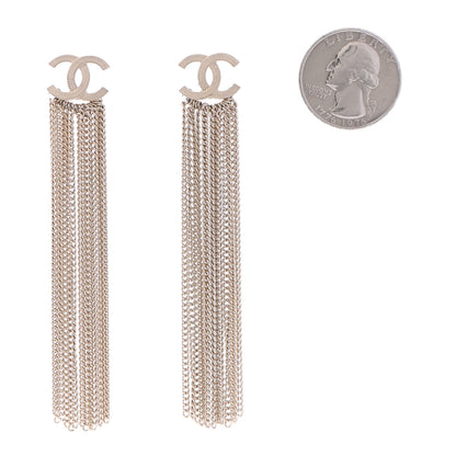 Chanel Metal CC Multi Strand Chain Drop Earrings Gold 2 of 6