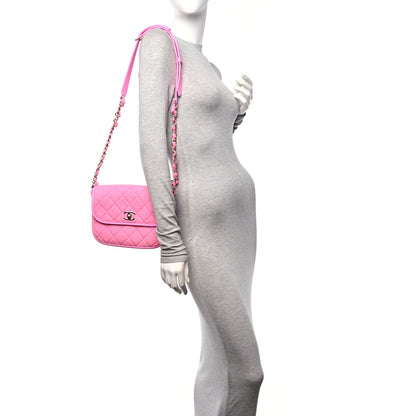 Chanel Denim Quilted Small Messenger Flap Neon Pink 3 of 12