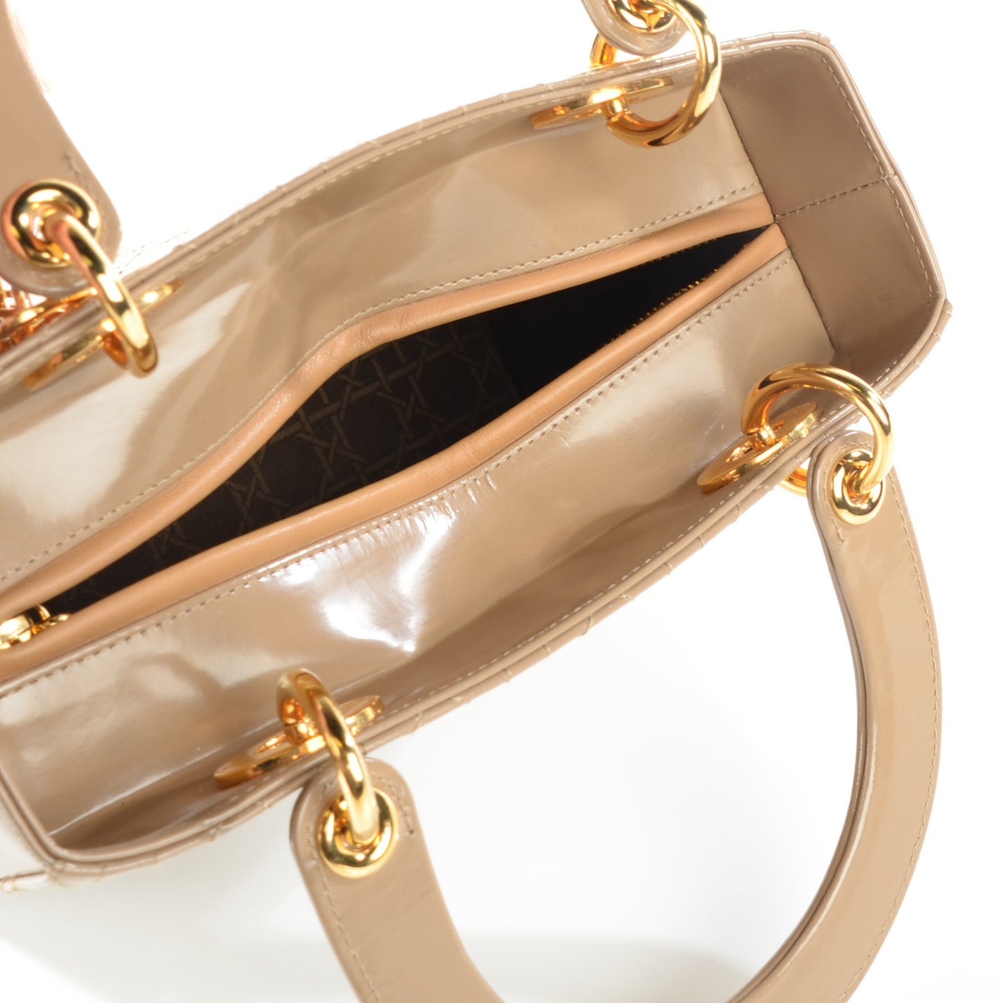 Patent Medium Lady Dior Beige