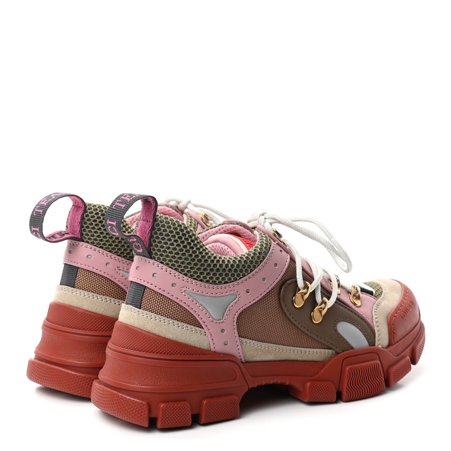 X SEGA Mesh Canvas Calfskin Womens Flashtrek Sneakers 36.5 Military Oatmeal Carmine Rose Ardesia