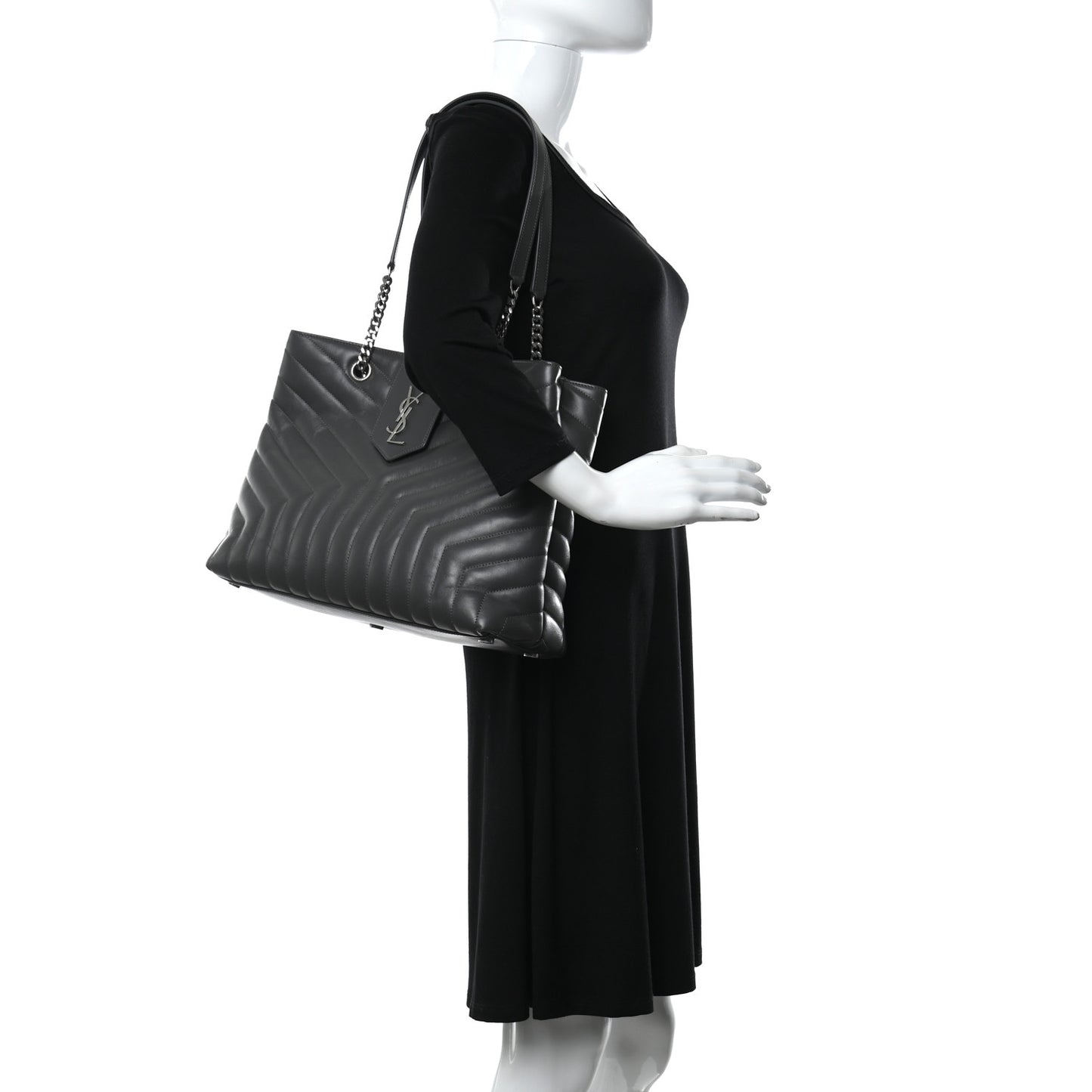 Calfskin Y Quilted Monogram Large Loulou Shopper Storm